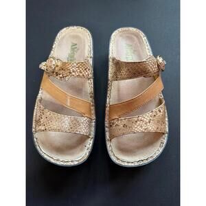 Alegria Colette Sandals Col-758 Gold Tan Snakeskin Embossed Leather ‎ 37  7/7.5